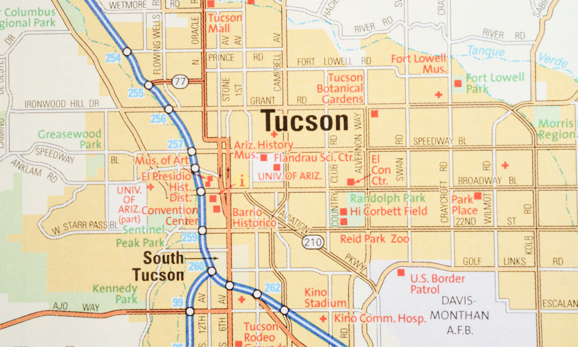 Map of Tucson Arizona aka the Old Pueblo